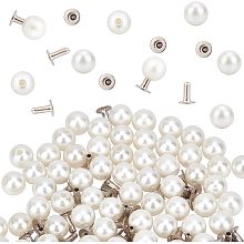 GORGECRAFT 1 Box 100 Set 6mm Pearl Rivets Studs White Round Plastic Pearl Buttons Studs with Pins Kit for Clothing Hat Bags Shoe Embellishments DIY Knitting Sewing Crafts Jewelry Making Supplies