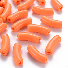 Honeyhandy Opaque Acrylic Beads, Curved Tube, Coral, 36x13.5x11.5mm, Hole: 4mm, about 133pcs/500g