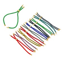 Honeyhandy Nylon Twisted Cord Bracelet Making, Slider Bracelet Making, with Brass Findings, Lead Free & Cadmium Free, Round, Golden, Mixed Color, 9 inch(22.8cm), Hole: 2.8mm, Single Chain Length: about 4-1/2 inch(11.4cm)