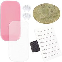 OLYCRAFT 24PCS Lash Tray Holder Set Includes Slicon Hand Plate Acrylic Lash Tray with Elastic Strap Flower Shape Glue Cup Natural Jade Pads for Eyelash Extension Supply