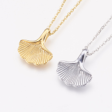 Honeyhandy 304 Stainless Steel Pendant  Necklaces, Ginkgo Leaf, Mixed Color, 18.03 inch(45.8cm), 1.5mm