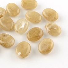 Honeyhandy Oval Imitation Gemstone Acrylic Beads, Dark Khaki, 19x15x7mm, Hole: 2mm, about 330pcs/500g