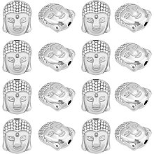 DICOSMETIC 16pcs 9mm 304 Stainless Steel Buddha Head Beads Metal Spacer Beads Human Loose Beads European Charm Beads for Jewelry Making, Hole: 1.6mm