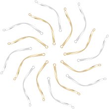 DICOSMETIC 40Pcs 2 Colors Stainless Steel Curve Pendant Golden Connector Dangle Charms with 2 Holes for DIY Bracelet Necklace Jewelry Craft Making Hole: 3mm