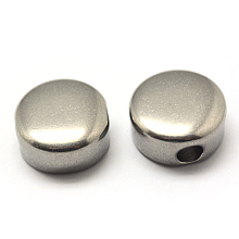 Honeyhandy 304 Stainless Steel Beads, Flat Round, Stainless Steel Color, 11.5x5.5mm, Hole: 3mm