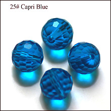 Honeyhandy Imitation Austrian Crystal Beads, Grade AAA, Faceted(128 Facets), Round, Dodger Blue, 10mm, Hole: 0.9~1mm