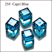 Honeyhandy Imitation Austrian Crystal Beads, Grade AAA, Faceted, Cube, Dodger Blue, 4x4x4mm(size within the error range of 0.5~1mm), Hole: 0.7~0.9mm