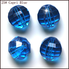 Honeyhandy Imitation Austrian Crystal Beads, Grade AAA, Faceted, Round, Dodger Blue, 6mm, Hole: 0.7~0.9mm