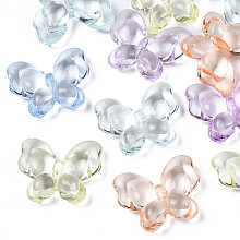 Honeyhandy Transparent Acrylic Beads, Butterfly, Mixed Color, 18x21x6mm, Hole: 1.6mm, about 415pcs/500g