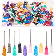 BENECREAT 100PCS 1 Inch 10 Different Gauge Blunt Tip Glue Bottle Needles Dispensing Needle with 201 Stainless Steel Pin for Refilling E-Liquid Inks(10 Colors)