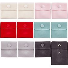 NBEADS 12 Pcs Velvet Jewelry Pouches with Snap Button, 6 Colors Velvet Jewelry Storage Bags Small Velvet Gift Bags for Traveling Rings, Bracelets, Necklaces, Earrings Watch, 2.76x2.76 Inch