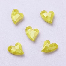 Honeyhandy Acrylic Pendants, Imitation Pearl, Heart, Faceted, Yellow, 11x9x4mm, Hole: 0.5mm