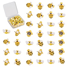 Gorgecraft Iron Map Pins, Drawing Push Pins, with Resin, Bees, for Photos Wall, Maps, Bulletin Board or Corkboards, Yellow, 16.5mm; Pin: 1mm; 30pcs/box