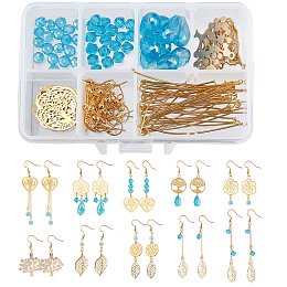 SUNNYCLUE 1 Box DIY 10 Pairs Tree of Life Themed Earrings Making Kits Flower Leaf Tree Filigree Pendants Charms & Earring Hooks for Jewelry Craft Supplies Adults Women