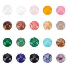 Gemstone Cabochons, Half Round/Dome, 10x4~5mm; 20 materials, 2pcs/material, 40pcs/box