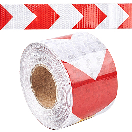 Gorgecraft Reflective DIY Scrapbook Adhesive Tapes, Safety Warning Mark Self Adhesive Tape, Chevron Pattern, Red, 50mm; 10m/roll