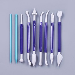 Honeyhandy Plastic Clay Tool Sets, Light Clay Craft Tools, DIY Embossing Tools, Mixed Color, 146~175x8mm, 7pcs/set, 150.5x4.5~6.5mm, 2pcs/set