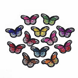 Honeyhandy Computerized Embroidery Cloth Iron On/Sew On Patches, Costume Accessories, Appliques, Butterfly, Mixed Color, 33x53.5x1.5mm, about 12colors, 1color/10pcs, 120pcs/bag