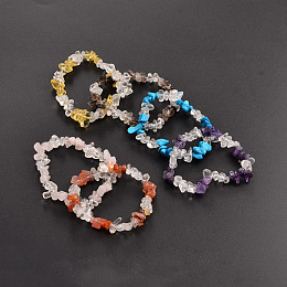 Honeyhandy Chips Gemstone Beaded Stretch Bracelets, Natural & Synthetic Mixed Stone, 50mm