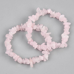 Honeyhandy Unisex Chip Natural Rose Quartz Beaded Stretch Bracelets, Inner Diameter: 1-3/4~2 inch(4.5~5cm)