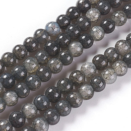 Honeyhandy Crackle Glass Beads Strands, Imitation Agate, Round, Gray, 8~8.5mm, Hole: 1.4~1.5mm, about 49~51pcs/strand, 14.6 inch~15 inch(37.2~38.2cm)