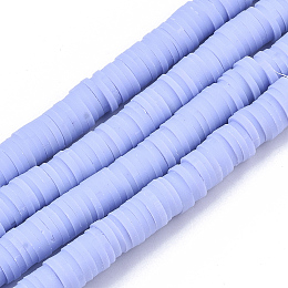 Honeyhandy Handmade Polymer Clay Beads Strands, for DIY Jewelry Crafts Supplies, Heishi Beads, Disc/Flat Round, Lilac, 6x0.5~1mm, Hole: 1.8mm, about 290~320pcs/strand, 15.75 inch~16.14 inch(40~41cm)