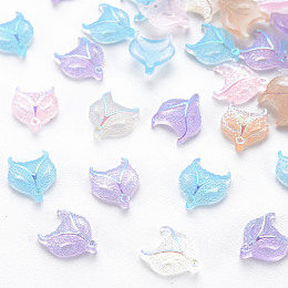 Arricraft Transparent Resin Cabochons, AB Color Plated, with Glitter Powder, Owl, Mixed Color, 9x8x2.5mm