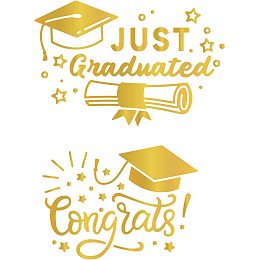 GLOBLELAND 1Set Graduation Hot Foil Plate for DIY Foil Paper Graduacted Cap and Congrats DIY Foil Embossing for Scrapbooking Decor Cards Making Matte Platinum