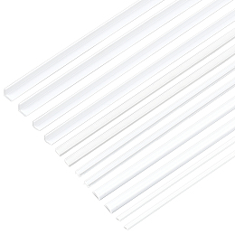 OLYCRAFT 40pcs 6 Styles ABS Plastic Bar Rods White ABS Plastic L-Shaped Tube Hollow Half-Round Tube for DIY Sand Table Architectural Model Making