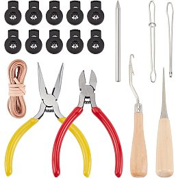 OLYCRAFT 18 Pcs Baseball Glove Care Kit Glove Relacing Kit with 157.5 Inch Leather Laces Glove Locks Drawstring Threader Steel Plier Wooden Hooks Knitting Needle for Baseball Softball Mitt Repair