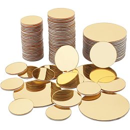 PandaHall Elite 120pcs Golden Round Mirrors for Crafts, 3 Sizes Self Adhesive Mirror Tiles 1~1.9 Inch Acrylic Craft Mirror Circles Small Mirror Circles for Crafts Arts DIY Projects Framing Easter Decor