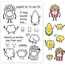 GLOBLELAND Popcorn Silicone Clear Stamps Transparent Stamps for Birthday Valentine's Day Party Cards Making DIY Scrapbooking Photo Album Decoration Paper Craft