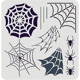 FINGERINSPIRE Spiderweb Stencil 11.8x11.8inch Reusable Spiderweb and Spider Stencil Spider Drawing Stencil Halloween Theme Stencil for Painting on Wall, Canvas, Tile, Furniture and Paper