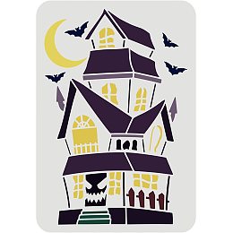 FINGERINSPIRE Haunted House Stencil 11.7x8.3 inch Reusable Halloween Stencils Mylar Template in Large Sizes for Painting Crafts Art Projects Wood Wall DIY T-Shirt Halloween Home Decor