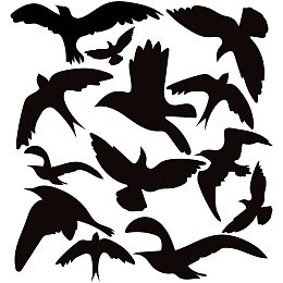 Arricraft Black Bird Silhouettes PVC Wall Stickers Various Birds Vinyl Wall Decor Animal Patterns Wall Decals Removeable Wall Decor for Home Office Wall Decoration 17.3x18.5in