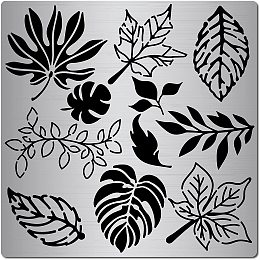 GORGECRAFT 6.3 Inch Metal Leaf Stencil Maple Tropical Palm Leaves Painting Reusable Template Stainless Steel Journal Tool for St. Patrick's Day Painting, Wood Burning, Pyrography and Engraving