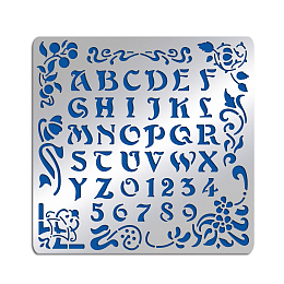 BENECREAT Matte Artistic Metal Letters Stencils, A to Z Alphabet & Number & Flower Vine Stencil Template for Painting, Wood Burning, Engraving, Scrapbooking, 15.6x15.6cm