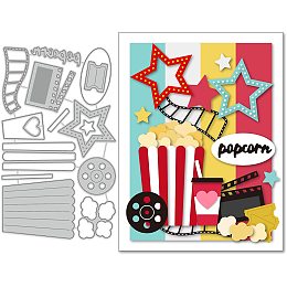 GLOBLELAND 1Sheet Metal Movie Viewing Cut Dies Popcorn and Film Roll Embossing Template Mould Cola and Star Die Cuts for Card Scrapbooking for Card DIY Craft