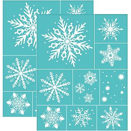 OLYCRAFT 2Pcs Self Adhesive Printing Stencil Snowflake Silk Screen Printing Stencil Winter Theme Reusable Mesh Stencils for DIY Home Decor T-Shirt Pillow Fabric Bags - 11×8.7 Inch