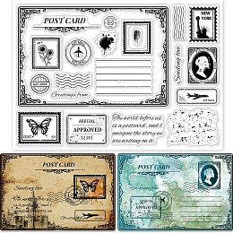 GLOBLELAND Vintage Stamps Clear Stamps for DIY Scrapbooking Decor Letters Postcards Transparent Silicone Stamps for Making Cards Photo Album Decor 14.8×21 cm