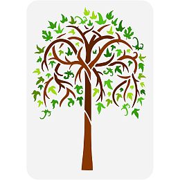 FINGERINSPIREE Tree Stencil with Branches 11.7x8.3 inch Tree of Life Stencil Plastic Tree Leaves Pattern Template Reusable DIY Art and Craft Stencils Tree with Medieval Style Foliage Stencils for Decor