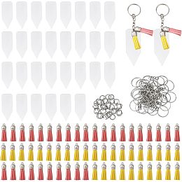 GLOBLELAND 30 Sets Blank Keychain Making Kit with 30 Pcs Acrylic Board and 60 Pcs Tassel Pendants Acrylic Keychain Ornament Sublimation Blanks for DIY Keychains Handmade Gifts