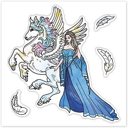 GLOBLELAND Pegasus and Angel Clear Stamps for DIY Scrapbooking Silicone Clear Stamp Seals Transparent Stamps for Cards Making Photo Album Journal Home Decoration