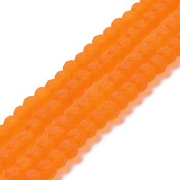 Transparent Glass Beads Strands, Faceted, Frosted, Rondelle, Dark Orange, 6x4.5mm, Hole: 1.4mm, about 86pcs/strand, 16.14 inch(41cm)