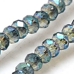 Honeyhandy Electroplate Glass Beads Strands, Full Rainbow Plated, Faceted, Rondelle, Dark Slate Gray, 2.5x2mm, Hole: 1mm, about 160~165pcs/strand, 15.35 inch~15.75 inch(39~40cm)