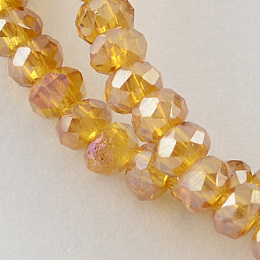 Honeyhandy Electroplate Glass Beads Strands, AB Color Plated, Faceted Rondelle, Orange, 3x2mm, Hole: 0.5mm, about 165~170pcs/strand, 16.7 inch