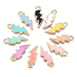 Honeyhandy Alloy Enamel Pendants, Lightning Bolt, Light Gold, Mixed Color, 20x7x1.5mm, Hole: 2mm