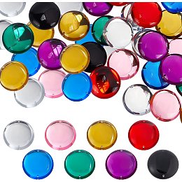 FINGERINSPIRE 32 Pcs Flat Back Round Acrylic Rhinestone Gems with Sew Holes, 25mm Smooth Jewels with Container Crystals Cabochons Garments Accessories for Costume Decor (8 Mixed Color)