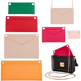 WADORN 6 Sizes Purse Organizer Insert Conversion Kit with Metal Chain, Felt Handbag Organizer Insert Women Envelope Bag Coin Wallet Conversion Accessories, Width: 3.35/5.71/6.65/8.07/8.66/10.24 Inch