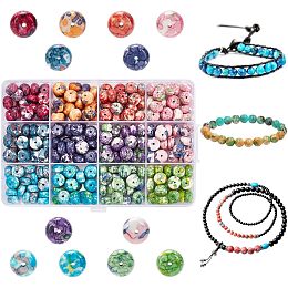 Arricraft 240 Pcs 10mm Colorful Stone Beads, 12 Colors Synthetic Ocean White Jade Beads Loose Gemstone Beads for DIY Craft Necklaces Bracelets Jewelry Making